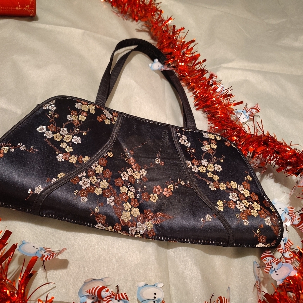 Floral Black Handbag